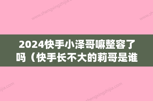 2024快手小泽哥嘛整容了吗（快手长不大的莉哥是谁）(快手长不大的莉哥是真的吗)