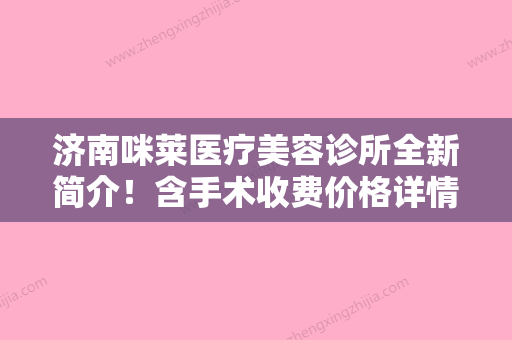 济南咪莱医疗美容诊所全新简介！含手术收费价格详情