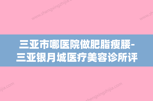 三亚市哪医院做肥脂瘦腰-三亚银月城医疗美容诊所评价不吭(三亚权威医院) - 整形之家