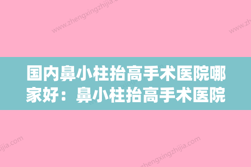 国内鼻小柱抬高手术医院哪家好：鼻小柱抬高手术医院前50佳看这里(鼻小柱抬高会不会容易变成猪鼻子) - 整形之家