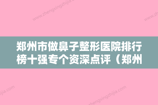 郑州市做鼻子整形医院排行榜十强专个资深点评（郑州颜图丽人医疗美容门诊部（原星范）大咖实力入围）