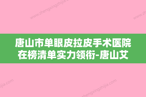 唐山市单眼皮拉皮手术医院在榜清单实力领衔-唐山艾美医疗美容诊所谁领衔榜首 - 整形之家