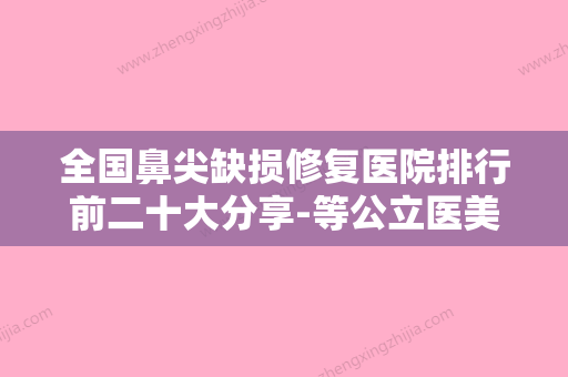 全国鼻尖缺损修复医院排行前二十大分享-等公立医美技术怎么样 - 整形之家