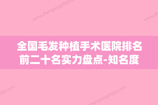 全国毛发种植手术医院排名前二十名实力盘点-知名度很高(植毛发手术哪家好) - 整形之家