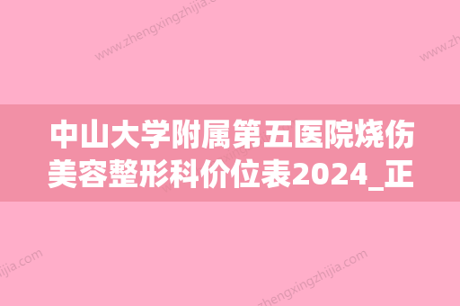 中山大学附属第五医院烧伤美容整形科价位表2024_正规附玻尿酸打隆鼻案例 - 整形之家