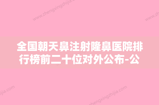 全国朝天鼻注射隆鼻医院排行榜前二十位对外公布-公立私立医生对比汇总 - 整形之家