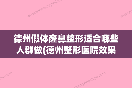 德州假体窿鼻整形适合哪些人群做(德州整形医院效果哪家排名好) - 整形之家