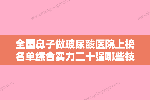 全国鼻子做玻尿酸医院上榜名单综合实力二十强哪些技术强-经验丰富 - 整形之家