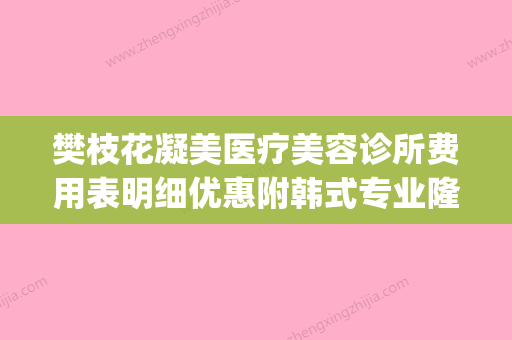 樊枝花凝美医疗美容诊所费用表明细优惠附韩式专业隆鼻手术案例(樊枝花特色) - 整形之家