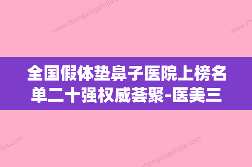 全国假体垫鼻子医院上榜名单二十强权威荟聚-医美三强主要集中地(假体隆鼻医院排名) - 整形之家