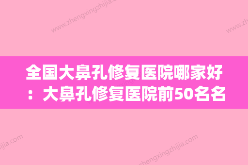 全国大鼻孔修复医院哪家好：大鼻孔修复医院前50名名气远播(鼻孔大整形视频全过程) - 整形之家