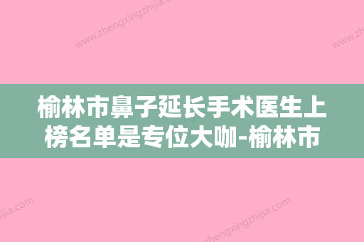 榆林市鼻子延长手术医生上榜名单是专位大咖-榆林市鼻子延长手术医生 - 整形之家