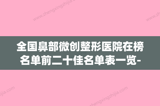 全国鼻部微创整形医院在榜名单前二十佳名单表一览-权威代表(鼻部整形最权威的医院) - 整形之家