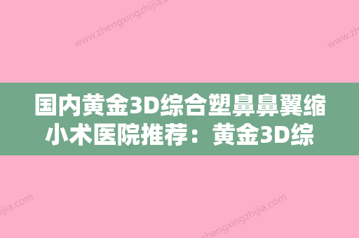 国内黄金3D综合塑鼻鼻翼缩小术医院推荐：黄金3D综合塑鼻鼻翼缩小术医院前50佳权威盘点 - 整形之家