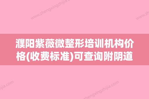 濮阳紫薇微整形培训机构价格(收费标准)可查询附阴道缩阴激光手术案例 - 整形之家