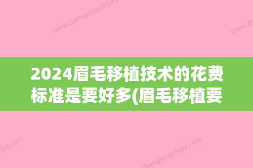 2024眉毛移植技术的花费标准是要好多(眉毛移植要多少钱)