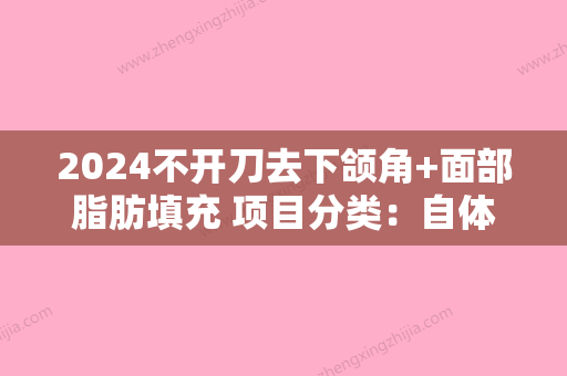 2024不开刀去下颌角+面部脂肪填充 项目分类：自体脂肪填充 自体脂肪全脸填充