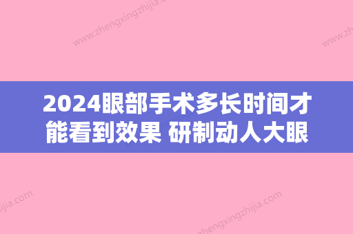 2024眼部手术多长时间才能看到效果 研制动人大眼