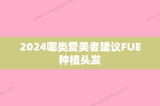 2024哪类爱美者建议FUE种植头发