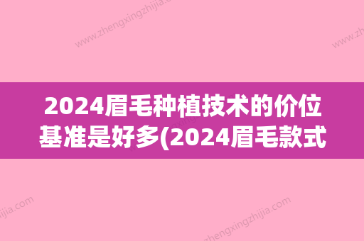 2024眉毛种植技术的价位基准是好多(2024眉毛款式)