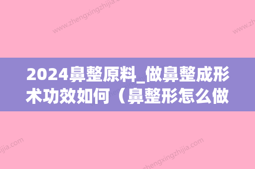 2024鼻整原料_做鼻整成形术功效如何（鼻整形怎么做的）