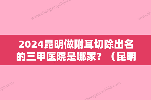 2024昆明做附耳切除出名的三甲医院是哪家？（昆明做附耳切除出名的三甲医院是哪家医院好）