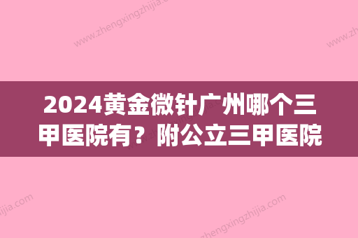 2024黄金微针广州哪个三甲医院有？附公立三甲医院整形科排行榜(广州哪个医院做黄金微针好)