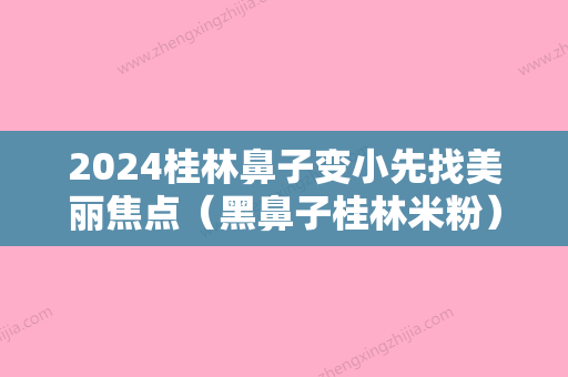 2024桂林鼻子变小先找美丽焦点（黑鼻子桂林米粉）