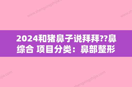 2024和猪鼻子说拜拜??鼻综合 项目分类：鼻部整形 鼻部综合