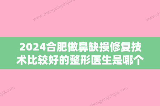 2024合肥做鼻缺损修复技术比较好的整形医生是哪个？