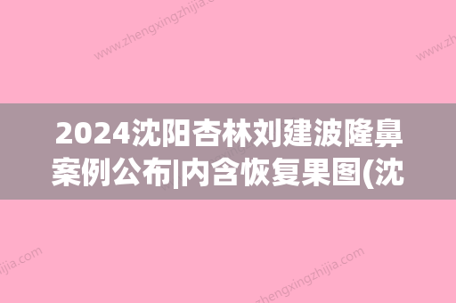 2024沈阳杏林刘建波隆鼻案例公布|内含恢复果图(沈阳杏林整形美容医院案例)