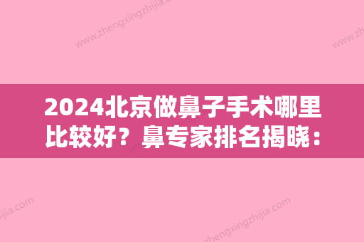 2024北京做鼻子手术哪里比较好？鼻专家排名揭晓：刘彦军、巫文云、李战强等！