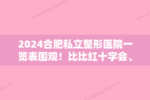 2024合肥私立整形医院一览表围观！比比红十字会、合肥普瑞眼科医院、安妮谁更强