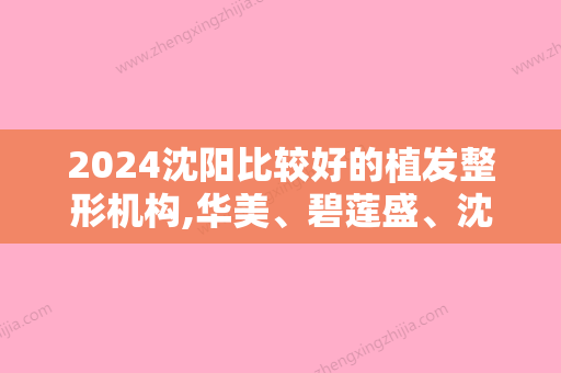 2024沈阳比较好的植发整形机构,华美、碧莲盛、沈阳植发纷纷上榜展现实力技术