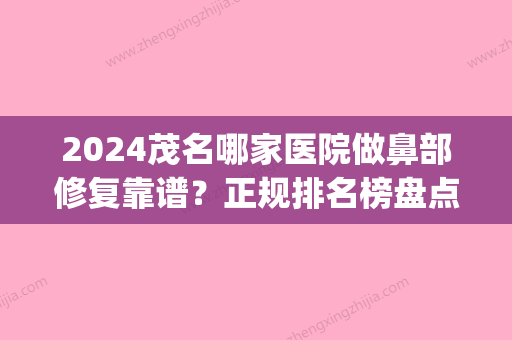 2024茂名哪家医院做鼻部修复靠谱？正规排名榜盘点前四_价格清单一一出示!！