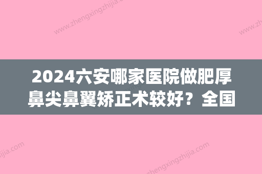 2024六安哪家医院做肥厚鼻尖鼻翼矫正术较好？全国排名前五医院来对比!价格(多少