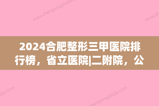 2024合肥整形三甲医院排行榜，省立医院|二附院	，公立机构大PK(合肥三甲整形医院排名)