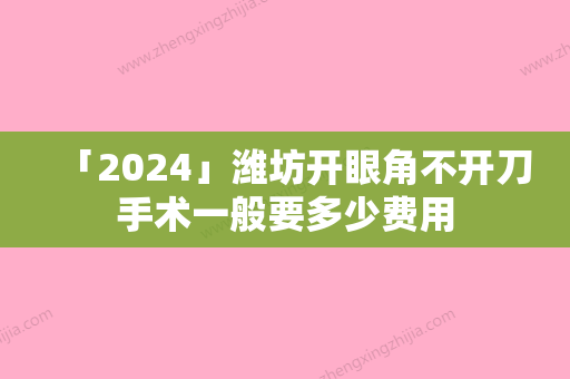 「2024」潍坊开眼角不开刀手术一般要多少费用