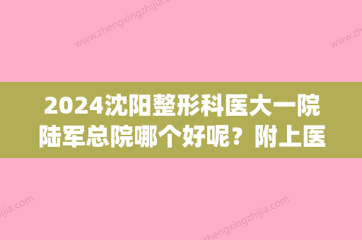 2024沈阳整形科医大一院陆军总院哪个好呢？附上医院详细介绍！(沈阳202医院整形科怎么样)