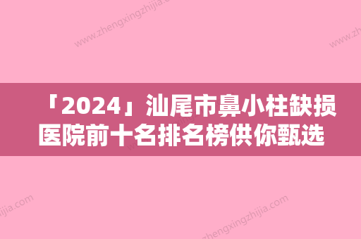 「2024」汕尾市鼻小柱缺损医院前十名排名榜供你甄选-排名靠前汕尾市整形医院