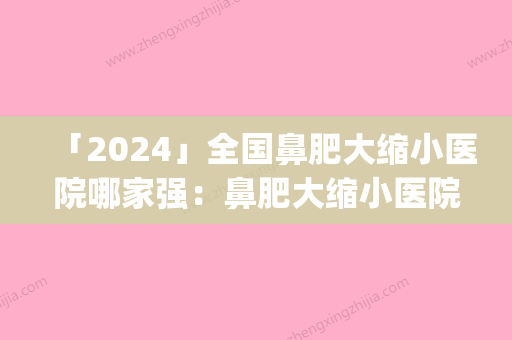 「2024」全国鼻肥大缩小医院哪家强：鼻肥大缩小医院top50正规的排前院长