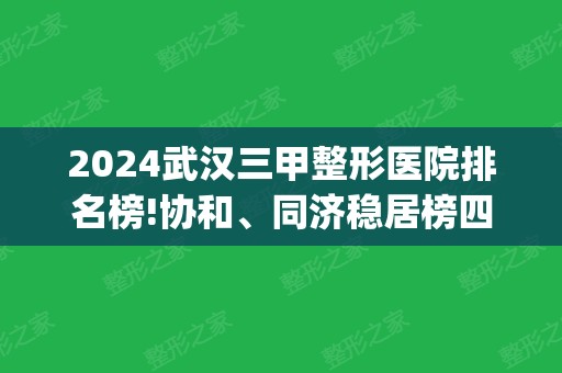 2024武汉三甲整形医院排名榜!协和、同济稳居榜四_拉皮除皱案例同享！