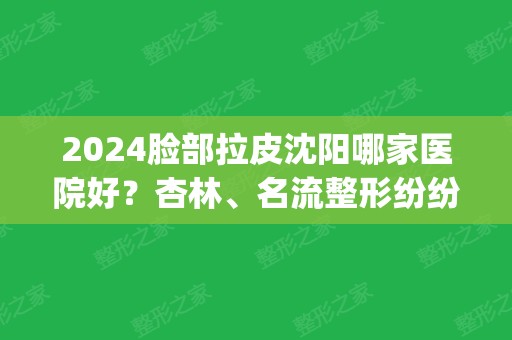 2024脸部拉皮沈阳哪家医院好？杏林	、名流整形纷纷上榜_手术价格查询