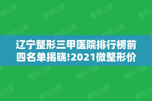 辽宁整形三甲医院排行榜前四名单揭晓!2024微整形价格费用在线查询