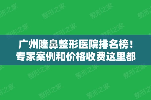 广州隆鼻整形医院排名榜！专家案例和价格收费这里都有！