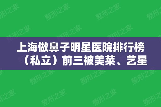 上海做鼻子明星医院排行榜（私立）前三被美莱、艺星、伊莱美等连锁医美占据