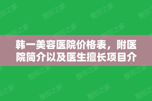 韩一美容医院价格表，附医院简介以及医生擅长项目介绍