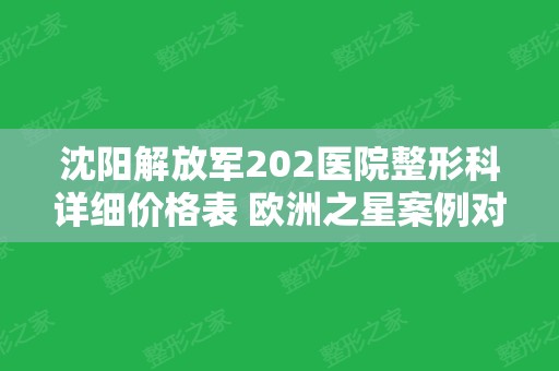 沈阳解放军202医院整形科详细价格表 欧洲之星案例对比图