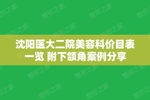 沈阳医大二院美容科价目表一览 附下颌角案例分享