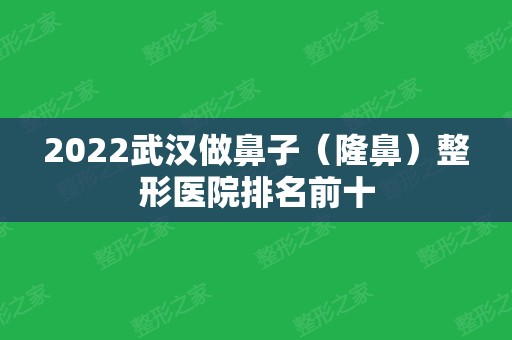 2024武汉做鼻子（隆鼻）整形医院排名前十